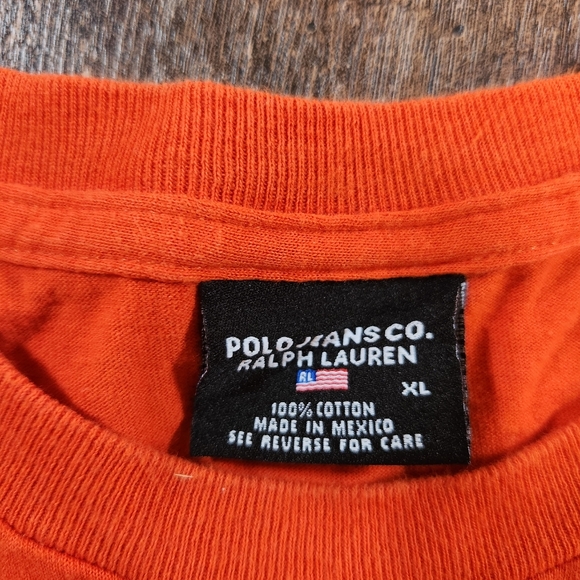 Vintage Y2K Ralph Lauren Polo Jeans Co T-Shirt Crewneck Tee Men's Size XL Orange - Picture 5 of 9